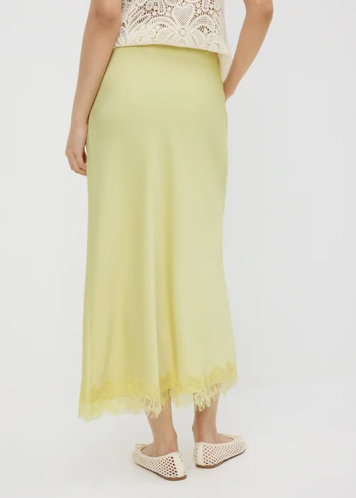 Lemon Satin Lace Trim Maxi Skirt - Size 10 Image 2