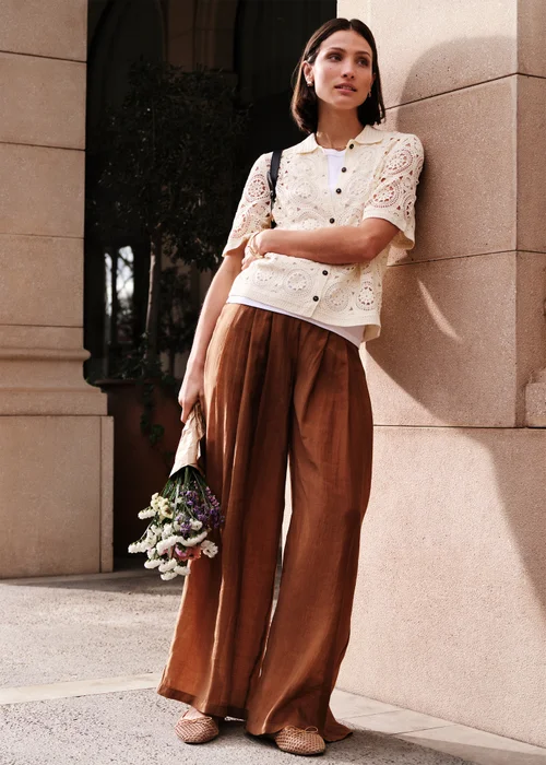 Chocolate Brown Wide Leg Co Ord Trousers - 14 S Image 2