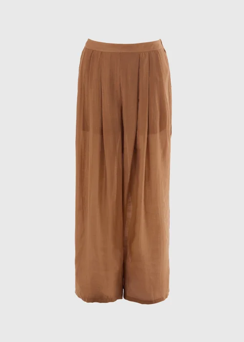 Chocolate Brown Wide Leg Co Ord Trousers - 14 S Image 5