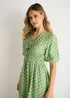 Gini London Sage Green Spot Print Shirred Waist Shift Midi Dress - 12 Image 4