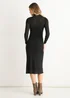 Gini London Black Ruched Jersey Long Sleeves Midi Dress - 8 Image 2
