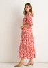 Gini London Red Geo Print Smock Maxi Dress - 12 Image 4