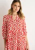 Gini London Red Geo Print Smock Maxi Dress - 12 Image 3