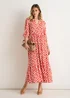 Gini London Red Geo Print Smock Maxi Dress - 12 Image 1
