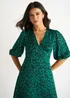 Gini London Green Animal Print Satin Midi Dress - 10 Image 3