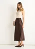 Gini London Chocolate Satin Bias Cut Midi Skirt - 8 Image 4