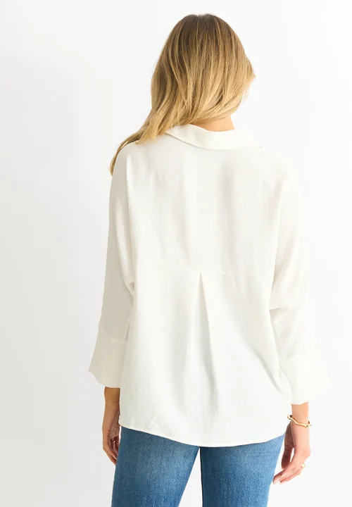 Gini London Ivory Kimono Oversized Blouse - M/L Image 2