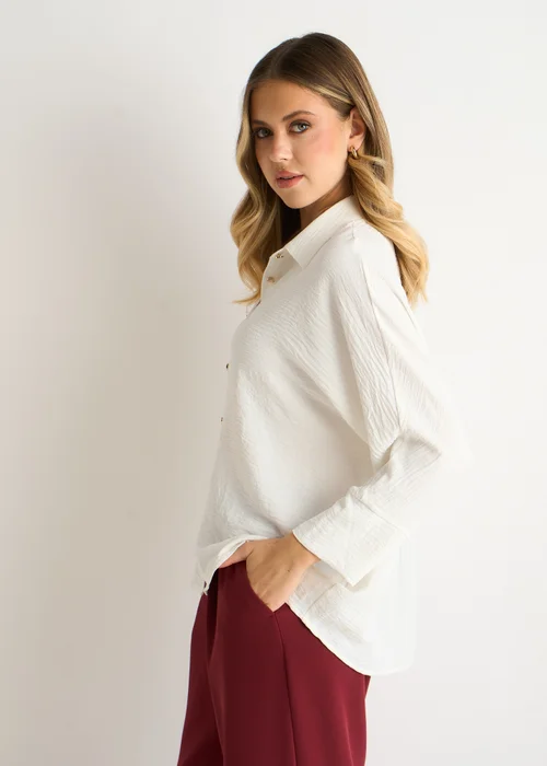 Gini London Ivory Kimono Oversized Blouse - Medium/Large Image 4