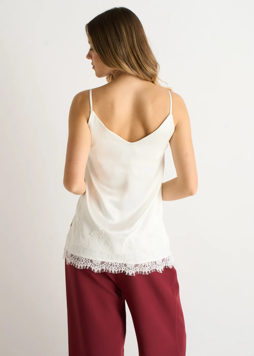 Gini London White Lace Trim Satin Cami Top - 8 Image 2