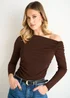 Gini London Chocolate Jersey Slash Neck Long Sleeves Top - 10 Image 3