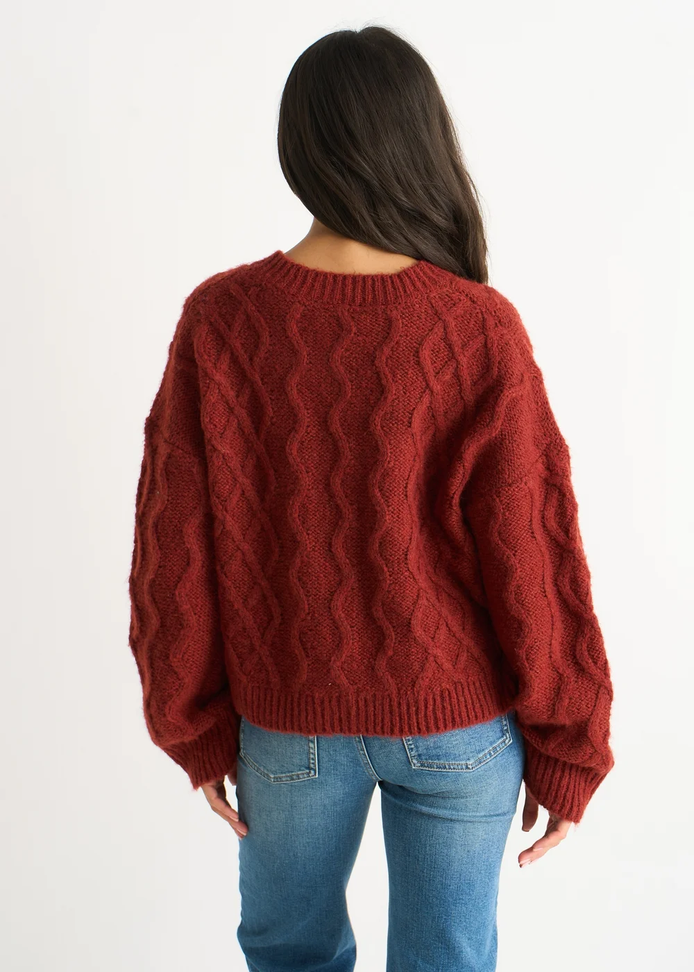 Gini London Rust Cable Knit Cardigan - M/L Image 2