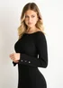 Gini London Black Slash Neck Knitted Fit And Flare Dress - M/L Image 4