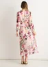 Gini London Pink Floral Print Sparkle Chiffon Wrap Midi Dress - 10 Image 2