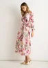Gini London Pink Floral Print Sparkle Chiffon Wrap Midi Dress - 10 Image 4