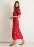 Gini London Red Ecovero Viscose Lace Trim Midi Dress - 10 Image 4