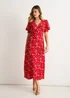 Gini London Red Ecovero Viscose Lace Trim Midi Dress - 10 Image 1