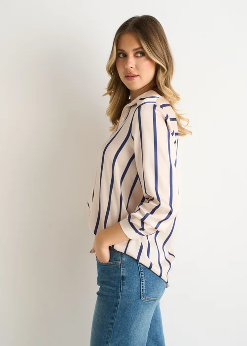 Gini London Navy Stripe loose Fit Shirt - 8 Image 4
