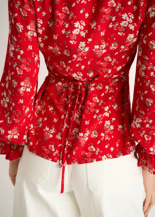 Gini London Red Ecovero Viscose Button Through Blouse - 12 Image 2