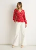 Gini London Red Ecovero Viscose Button Through Blouse - 12 Image 4