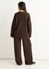 Gini London Brown Cable Patch Pocket Knitted Cardigan - L/XL Image 2