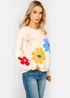 Gini London Cream 3D Flower Crochet Knitted Jumper - S/M Image 4