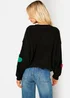 Gini London Black 3D Flower Crochet Knitted Jumper - L/XL Image 2