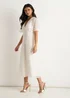 Gini London White V Neck Foil Midi Skater Dress - 16 Image 4