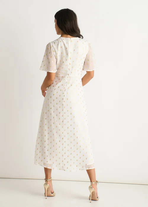 Gini London White V Neck Foil Midi Skater Dress - 16 Image 2