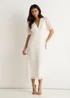 Gini London White V Neck Foil Midi Skater Dress - 16 Image 1