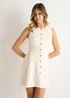 Gini London Cream Boucle Button Through Mini Dress - 14 Image 3