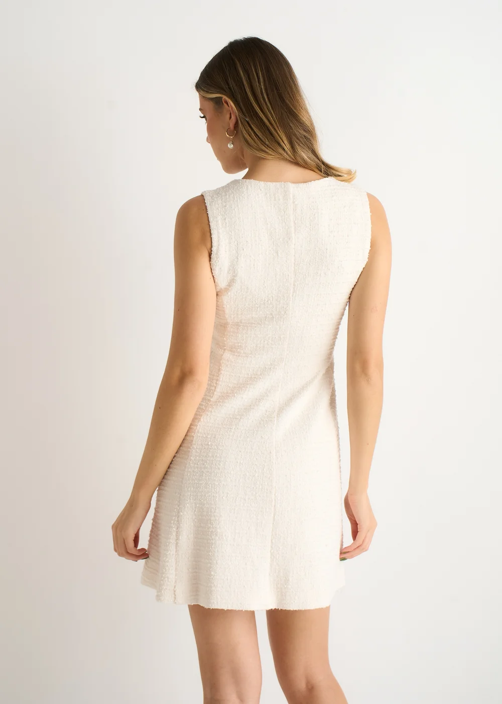 Gini London Cream Boucle Button Through Mini Dress - 14 Image 2