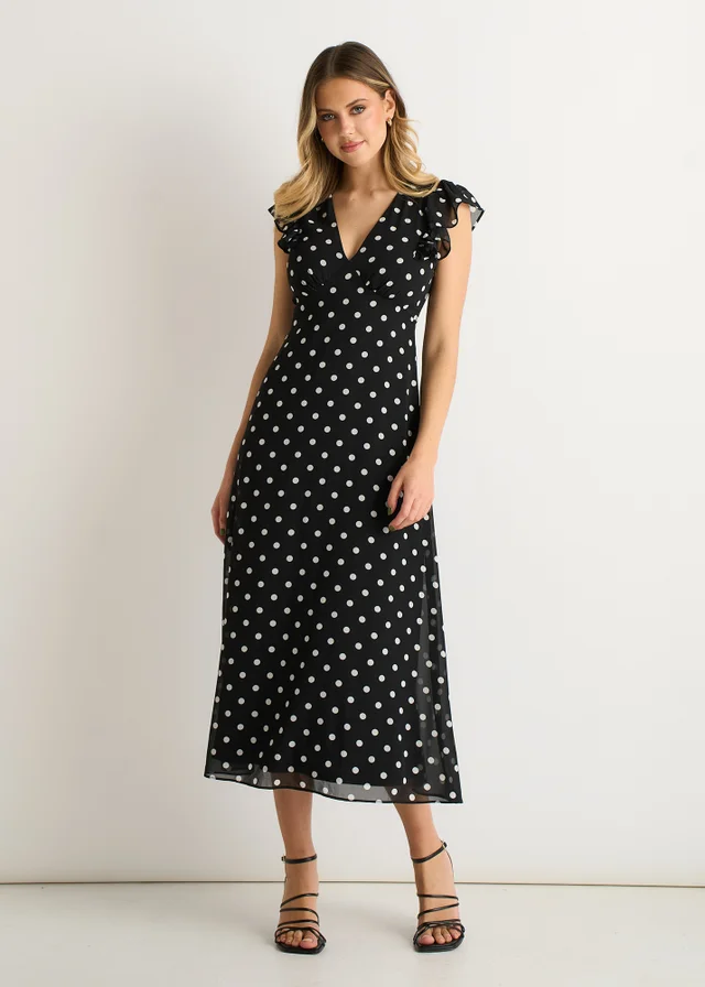 Gini London Black V Neck Angle Sleeves Skater Maxi Dress