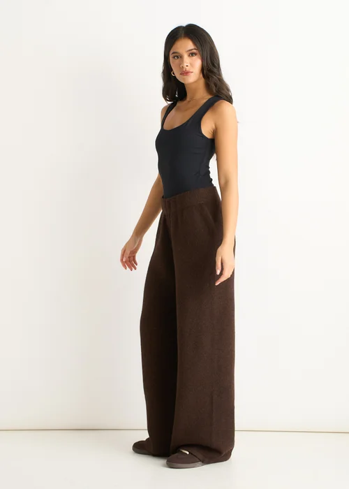 Gini London Brown Pull On wide Leg Trousers - L/XL Image 4