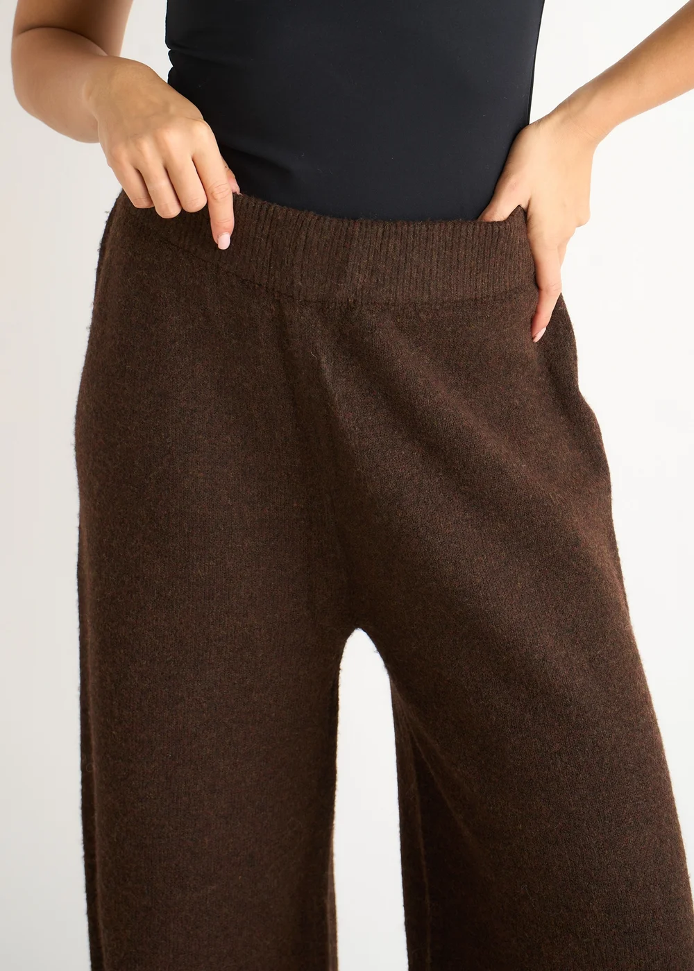 Gini London Brown Pull On wide Leg Trousers - L/XL Image 3