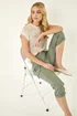 Roman Khaki Cropped Cargo Stretch Trouser - 14 Image 1