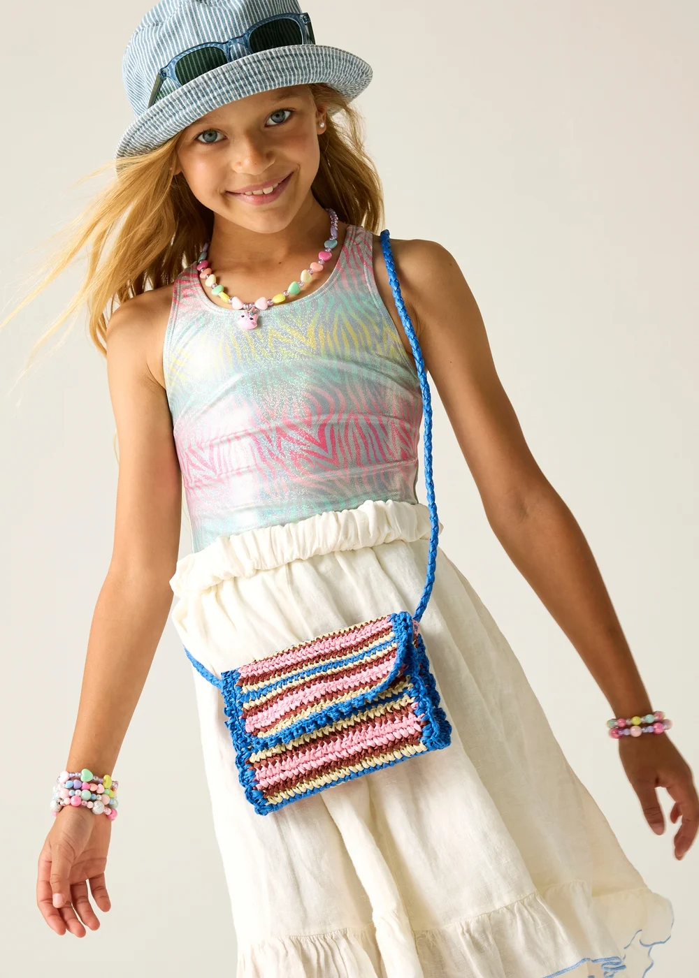 Regatta Ombre Metallic Zebra Print Katrisse UPF 30 Swim Costume (3-13 Years) - 9-10 Yrs Image 1