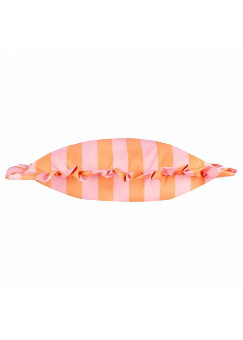 Furn Palm Royale Stripe Ruffle Pink/Orange Outdoor Cushion (50 x 50cm) - 50cm x 50cm Image 2