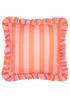 Furn Palm Royale Stripe Ruffle Pink/Orange Outdoor Cushion (50 x 50cm) - 50cm x 50cm Image 1