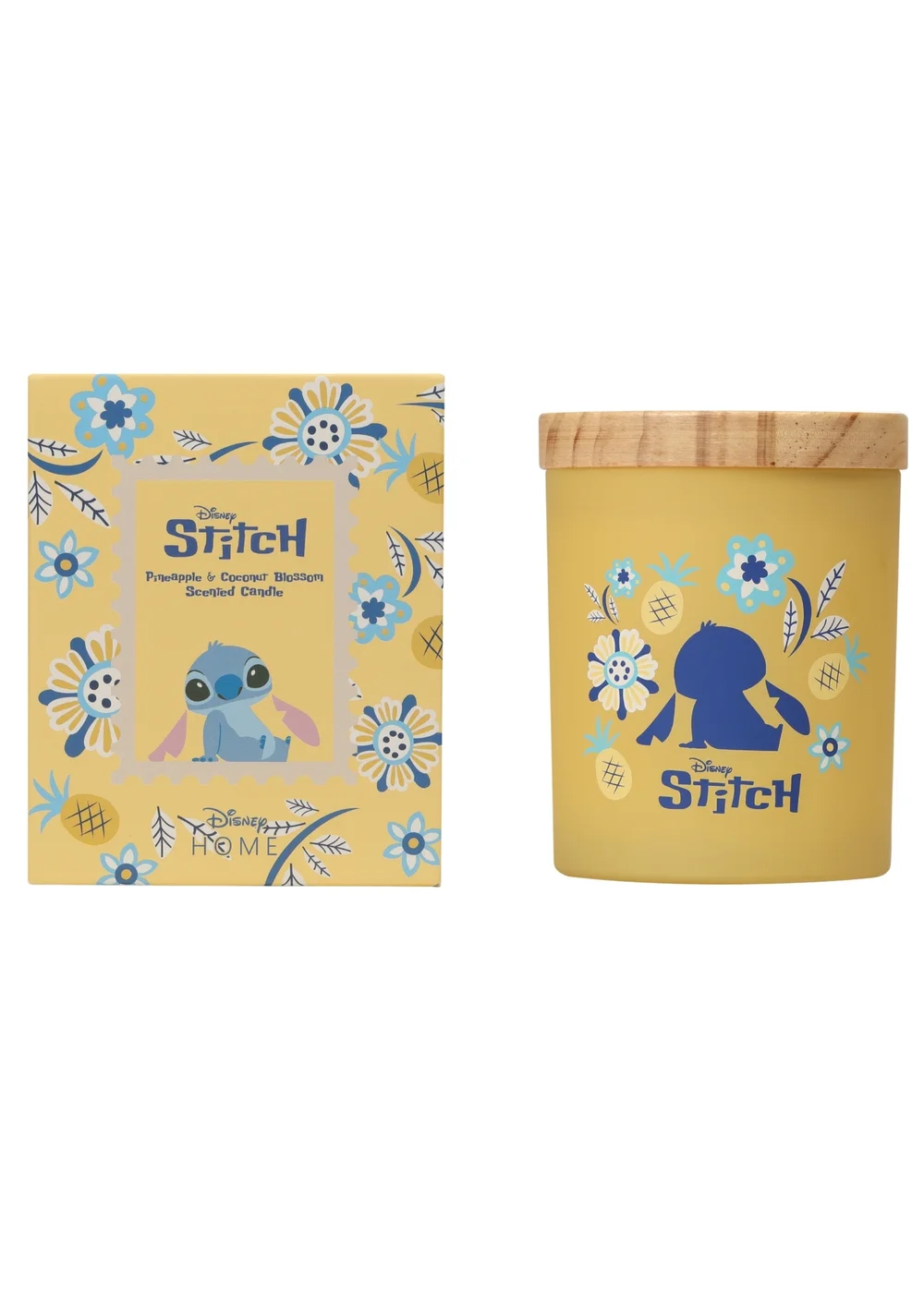 Disney Lilo & Stitch Scented Candle 213G Wood Lid Pineapple & Coconut Blossom Yellow - Small Image 2