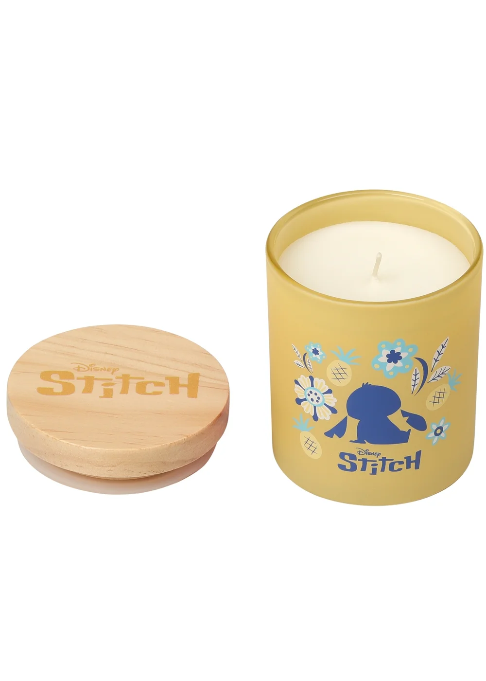 Disney Lilo & Stitch Scented Candle 213G Wood Lid Pineapple & Coconut Blossom Yellow - Small Image 1