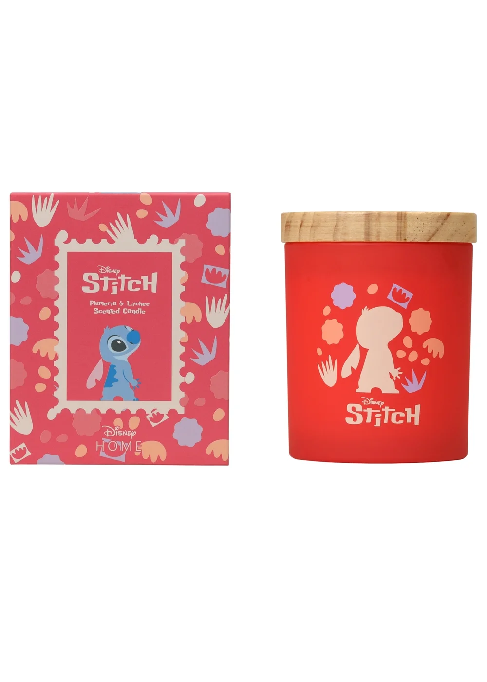 Disney Lilo & Stitch Scented Candle 213G Wood Lid Plumeria & Lychee Pink - Small Image 1