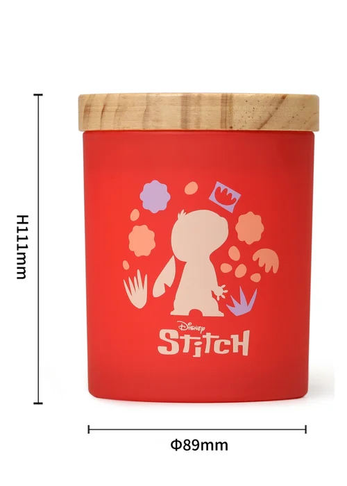 Disney Lilo & Stitch Scented Candle 213G Wood Lid Plumeria & Lychee Pink - Small Image 3