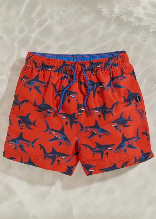 Regatta Rusty Orange Sharks Skander Swim Shorts (3-13 Years) - 3-4 Yrs Image 1