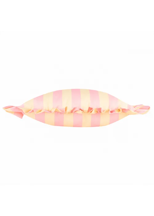 Furn Palm Royale Stripe Ruffle Pink/Yellow Outdoor Cushion (50 x 50cm) - 50cm x 50cm Image 2