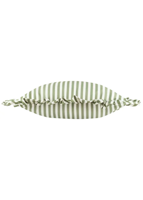 Wylder Millie Ruffle Green Striped Outdoor Cushion (50 x 50cm) - 50cm x 50cm Image 2