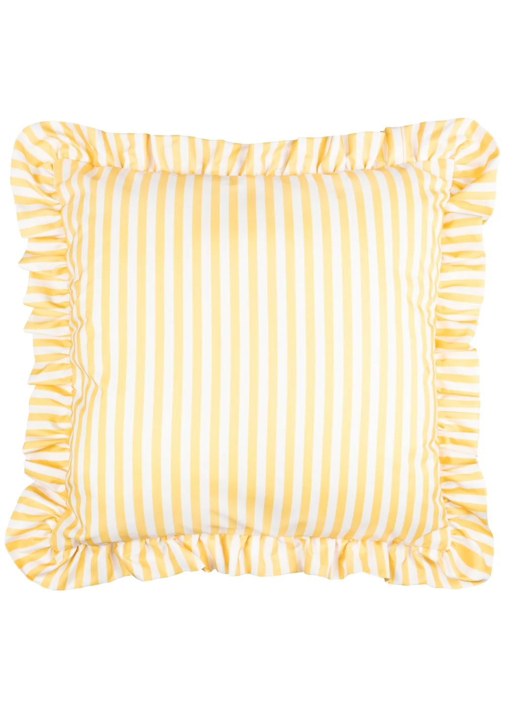 Wylder Millie Ruffle Yellow Striped Outdoor Cushion (50 x 50cm) - 50cm x 50cm Image 1