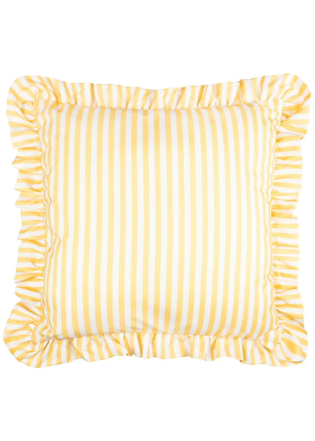 Wylder Millie Ruffle Yellow Striped Outdoor Cushion (50 x 50cm)