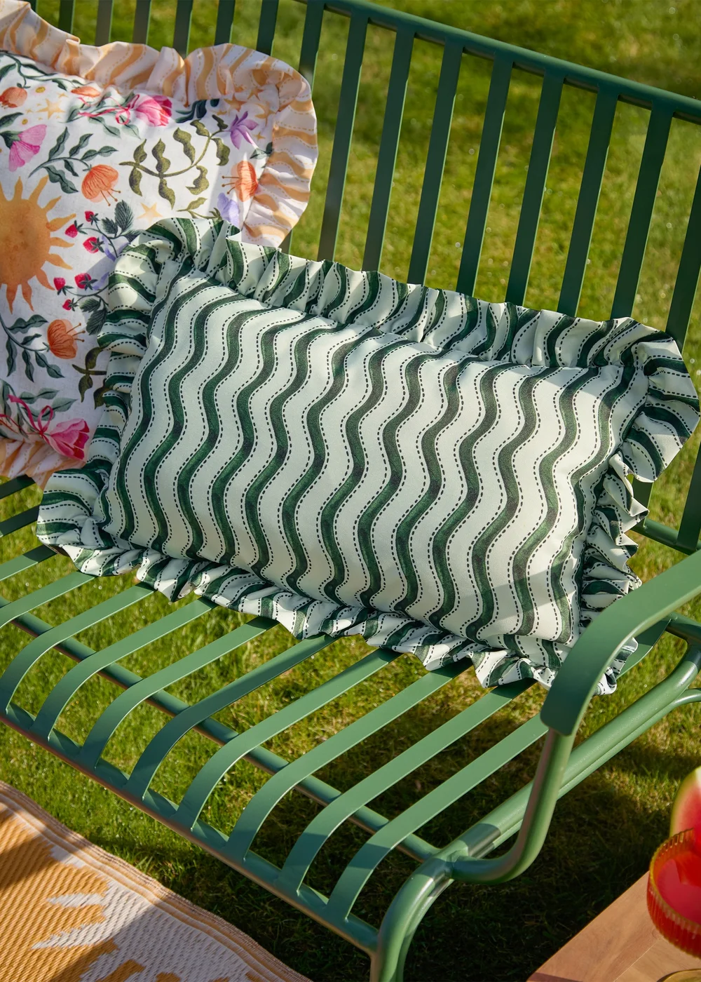 Furn Summer Solstice Wiggly Stripe Green Outdoor Cushion (30 x 50cm) - 30 x 50cm Image 1