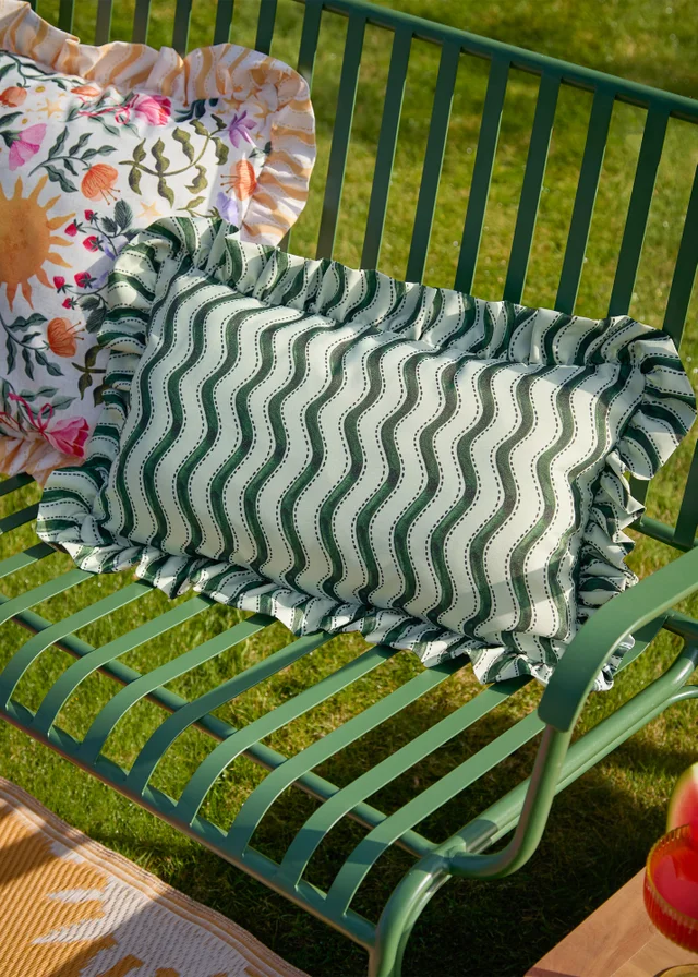 Furn Summer Solstice Wiggly Stripe Green Outdoor Cushion (30 x 50cm)
