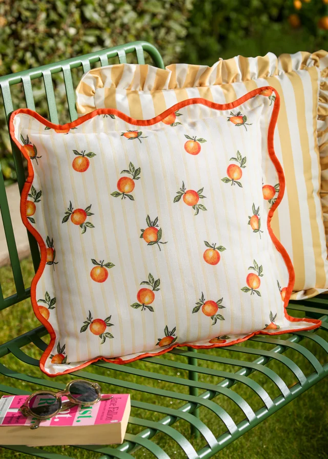 Furn Fruits Oranges Striped Outdoor Cushion (45 x 45cm)